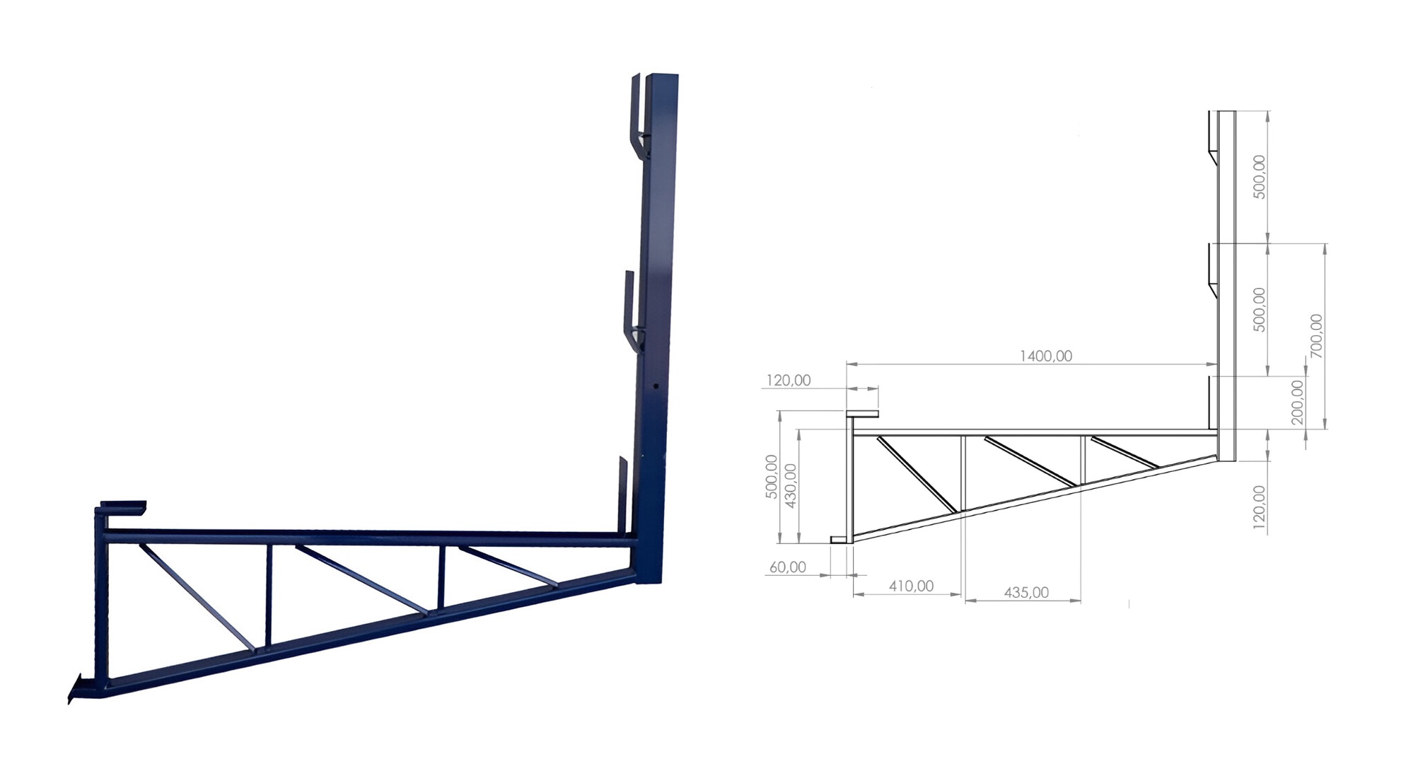 Plataforma externa de trabalho para montagem pilar